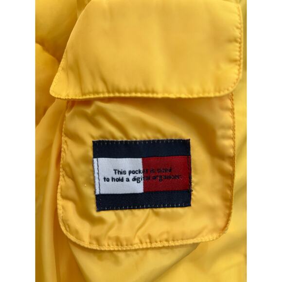Vintage Y2K Tommy Hilfiger Jeans Yellow Puffer Coat Women's Size Medium Preppy - Picture 13 of 15